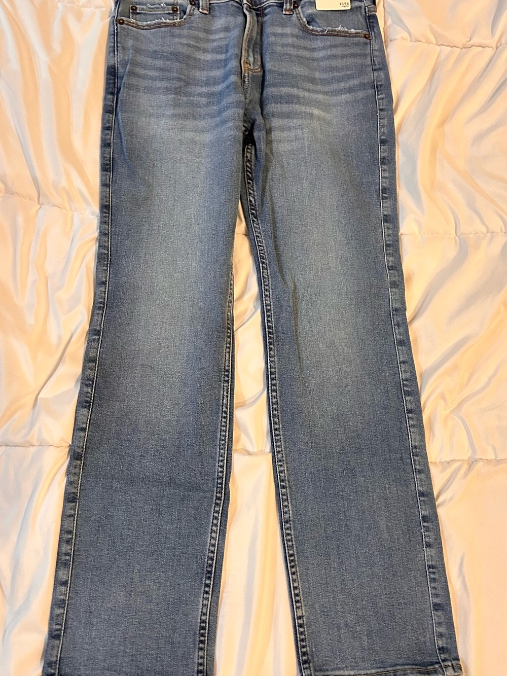 abercrombie kids light blue straight leg jeans